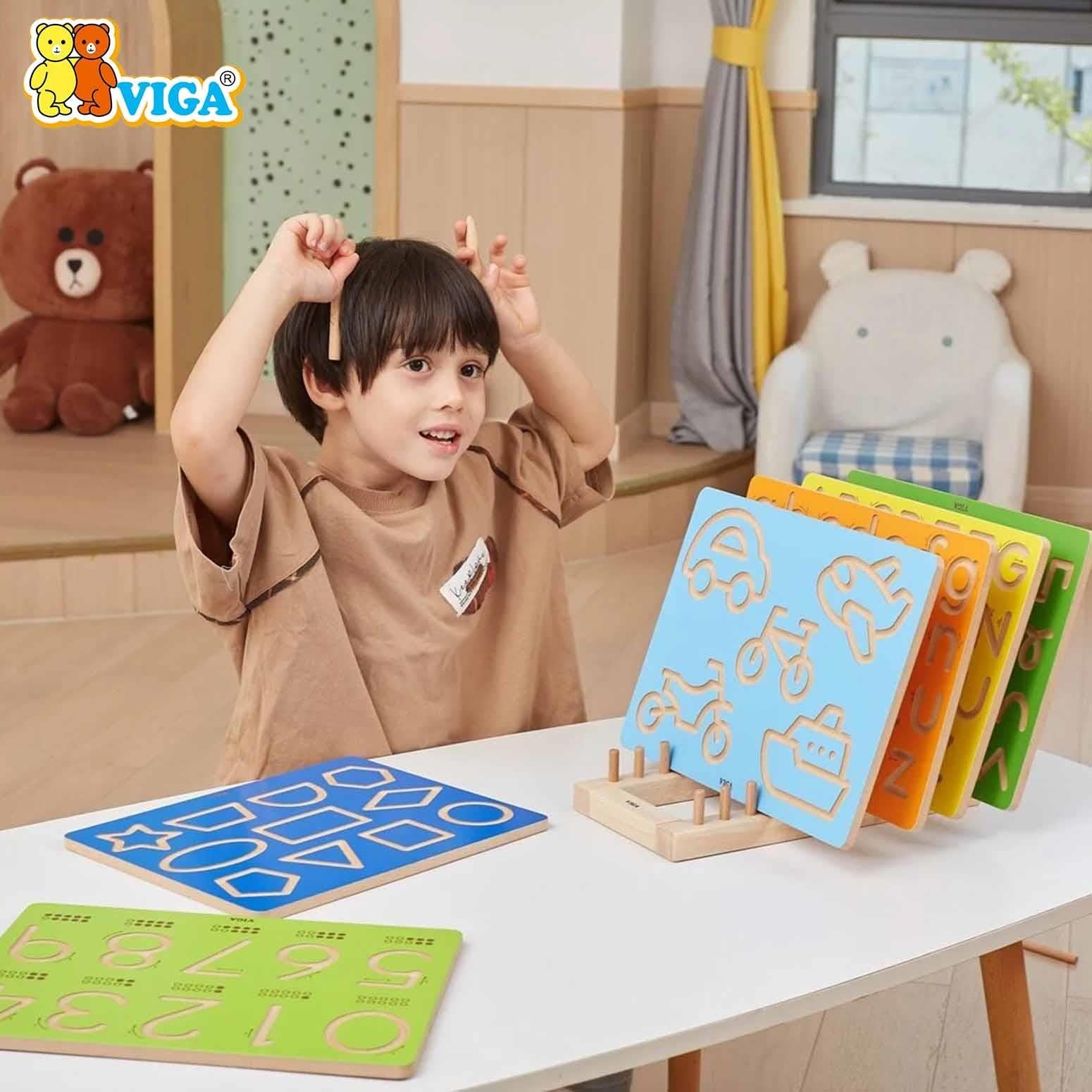 Patterns Tracing Board Kids | Montessori Pre-Writing Wooden Learning Toy