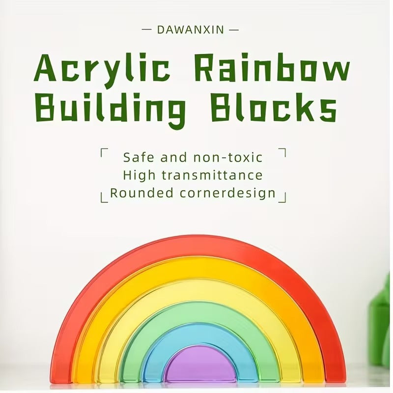 Acrylic Rainbow Stacking Blocks | Montessori Sensory Learning Toy for Kids