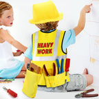 Construction Worker Costume Set for Kids | Engineer Role Play Dress-Up Tool Kit