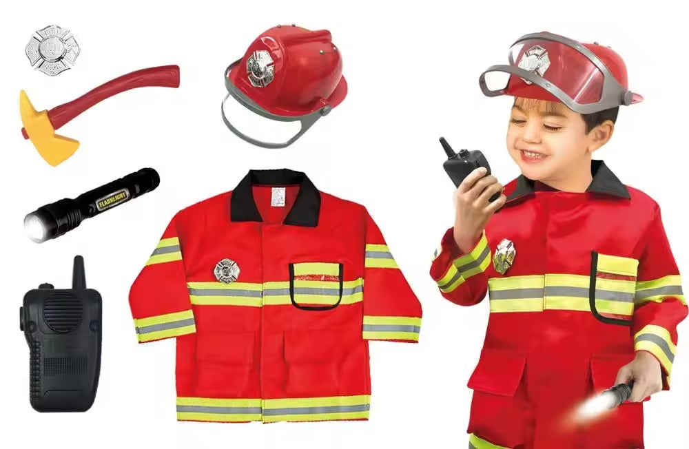 Firefighter Costume Set for Kids | Dress-Up Role Play Fireman Toy Kit