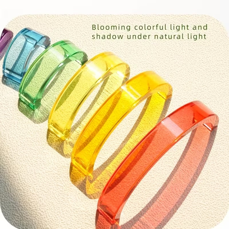 Acrylic Rainbow Stacking Blocks | Montessori Sensory Learning Toy for Kids