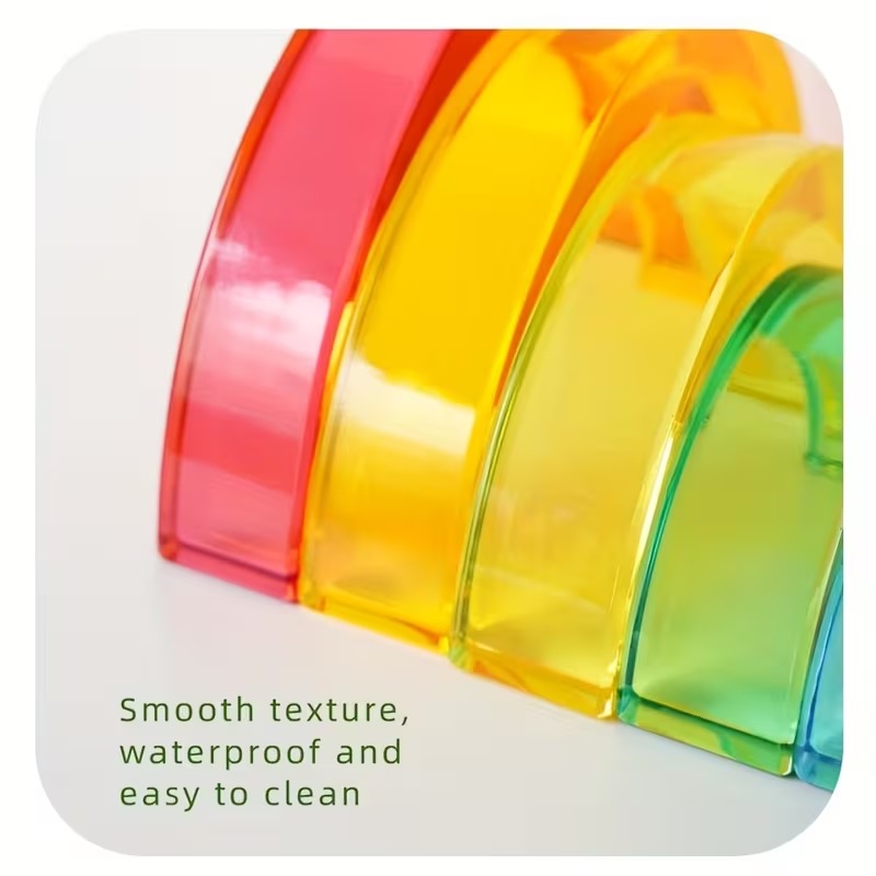 Acrylic Rainbow Stacking Blocks | Montessori Sensory Learning Toy for Kids
