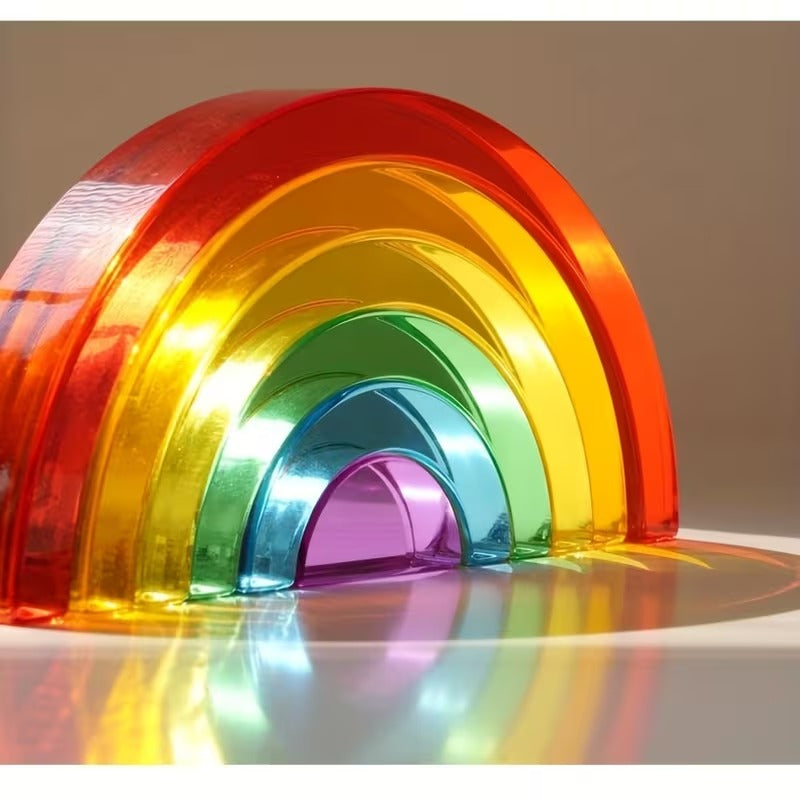 Acrylic Rainbow Stacking Blocks | Montessori Sensory Learning Toy for Kids