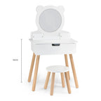 Wooden Kids Dressing Table Set with Stool | Pretend Play Vanity Table