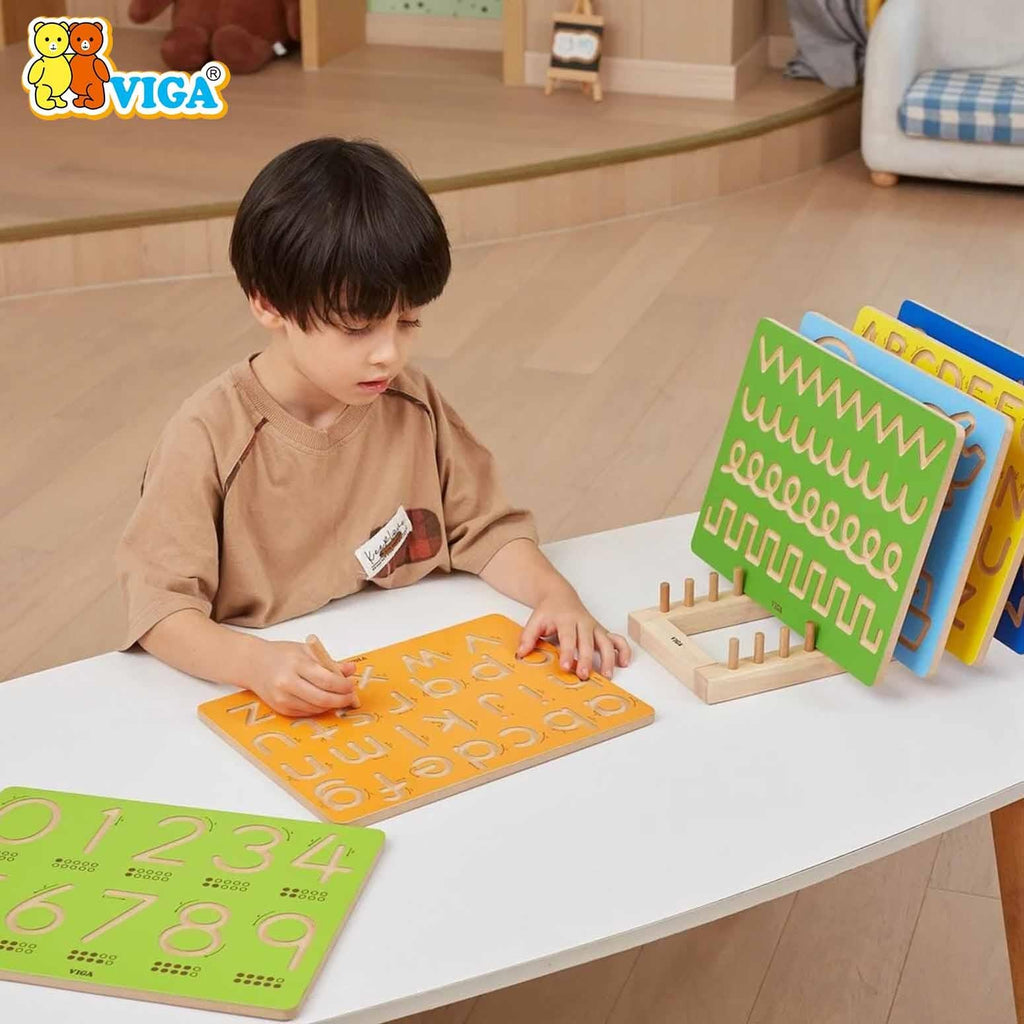 Number Tracing Board 0–9 Kids | Montessori Wooden Writing Practice Toy
