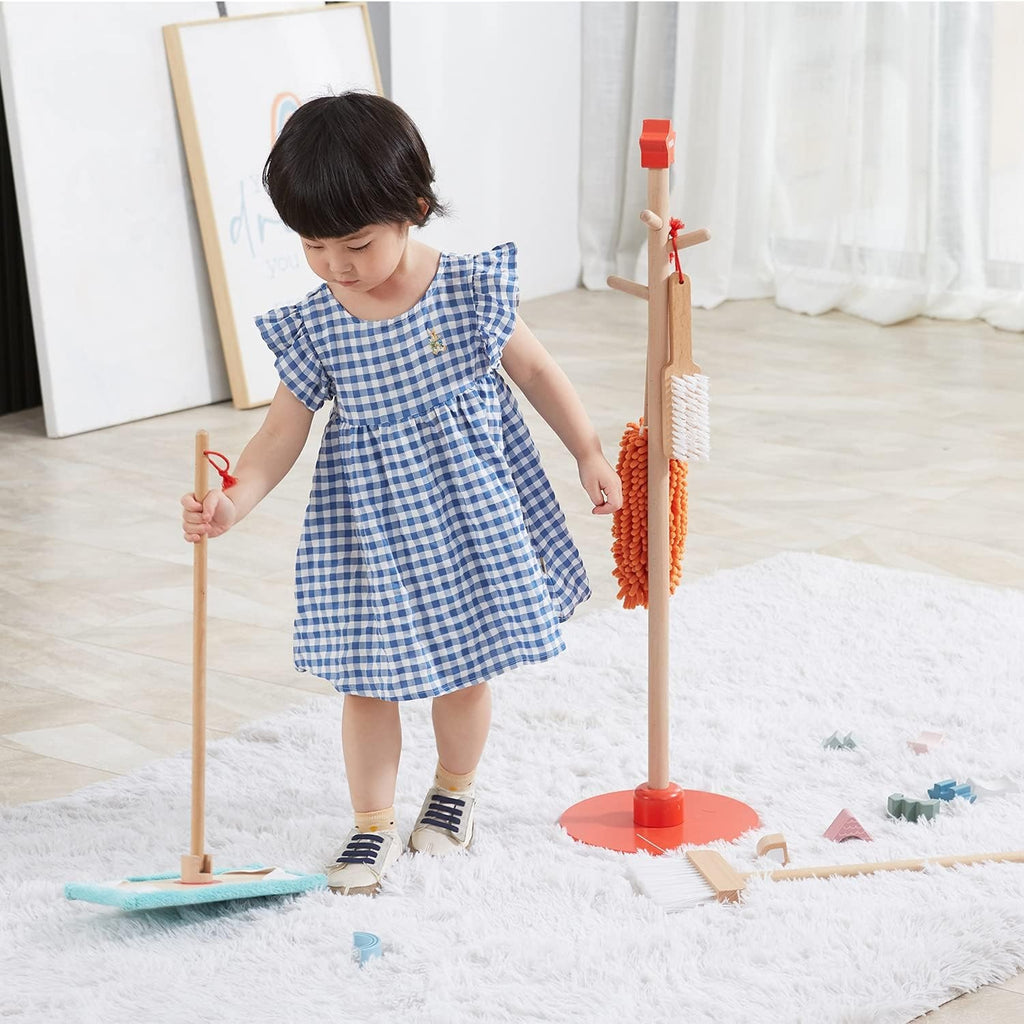 Wooden Cleaning Tool Set | Kids Pretend Play Housekeeping Toy Set