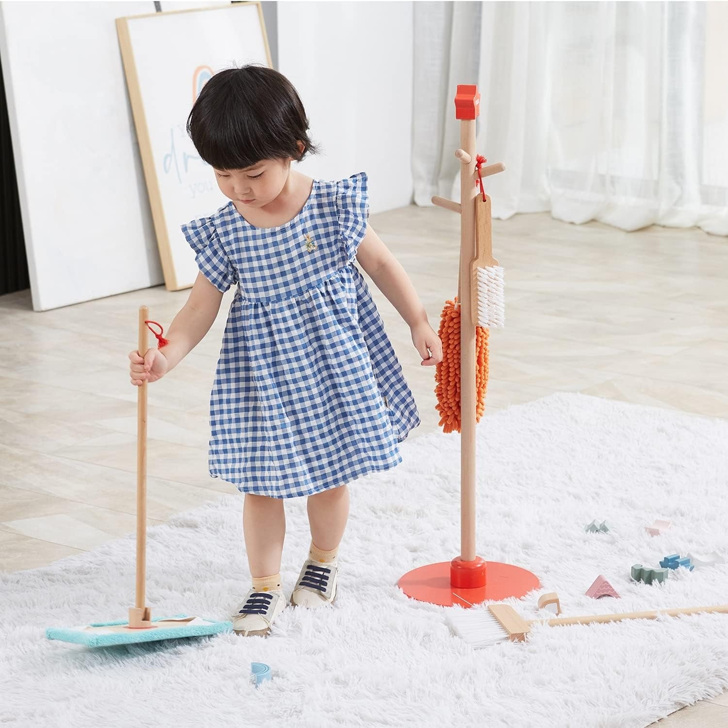 Wooden Cleaning Tool Set | Kids Pretend Play Housekeeping Toy Set