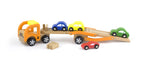 Wooden Car Carrier Truck Set Kids | Semi Trailer Toy with 4 Cars