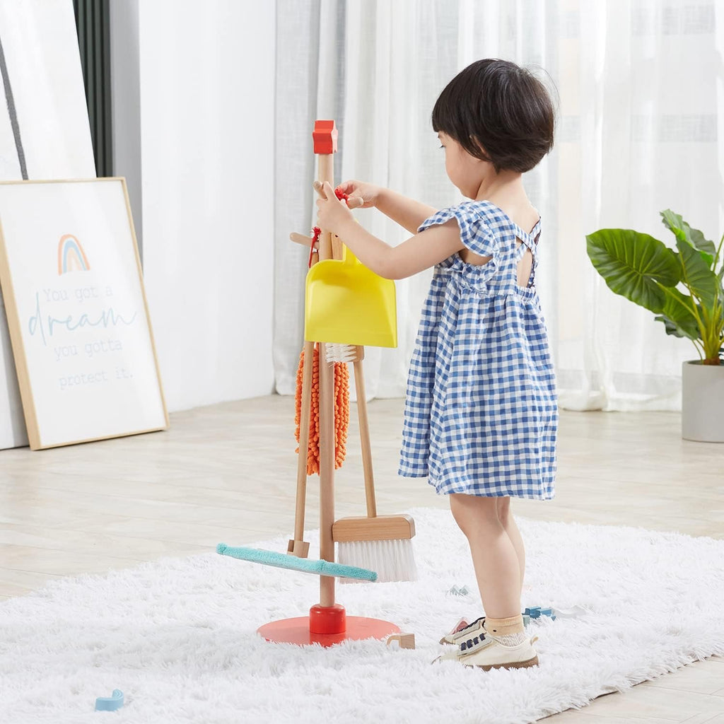 Wooden Cleaning Tool Set | Kids Pretend Play Housekeeping Toy Set