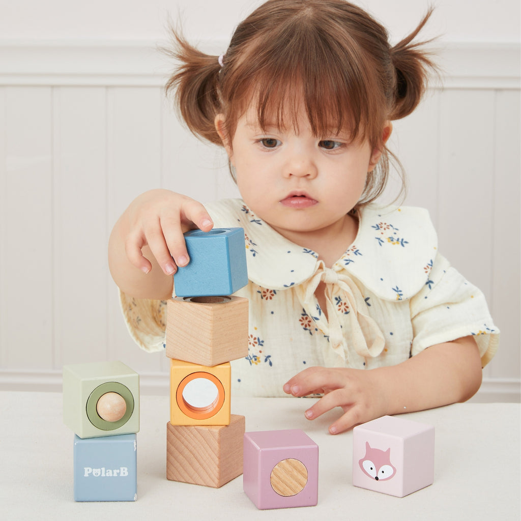Sensory Blocks 8 Pcs Wooden Baby Toy Set | Montessori Sensory Learning Blocks