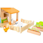 Wooden Farm Playset Kids | Montessori Animal Farm Role Play Toy Set