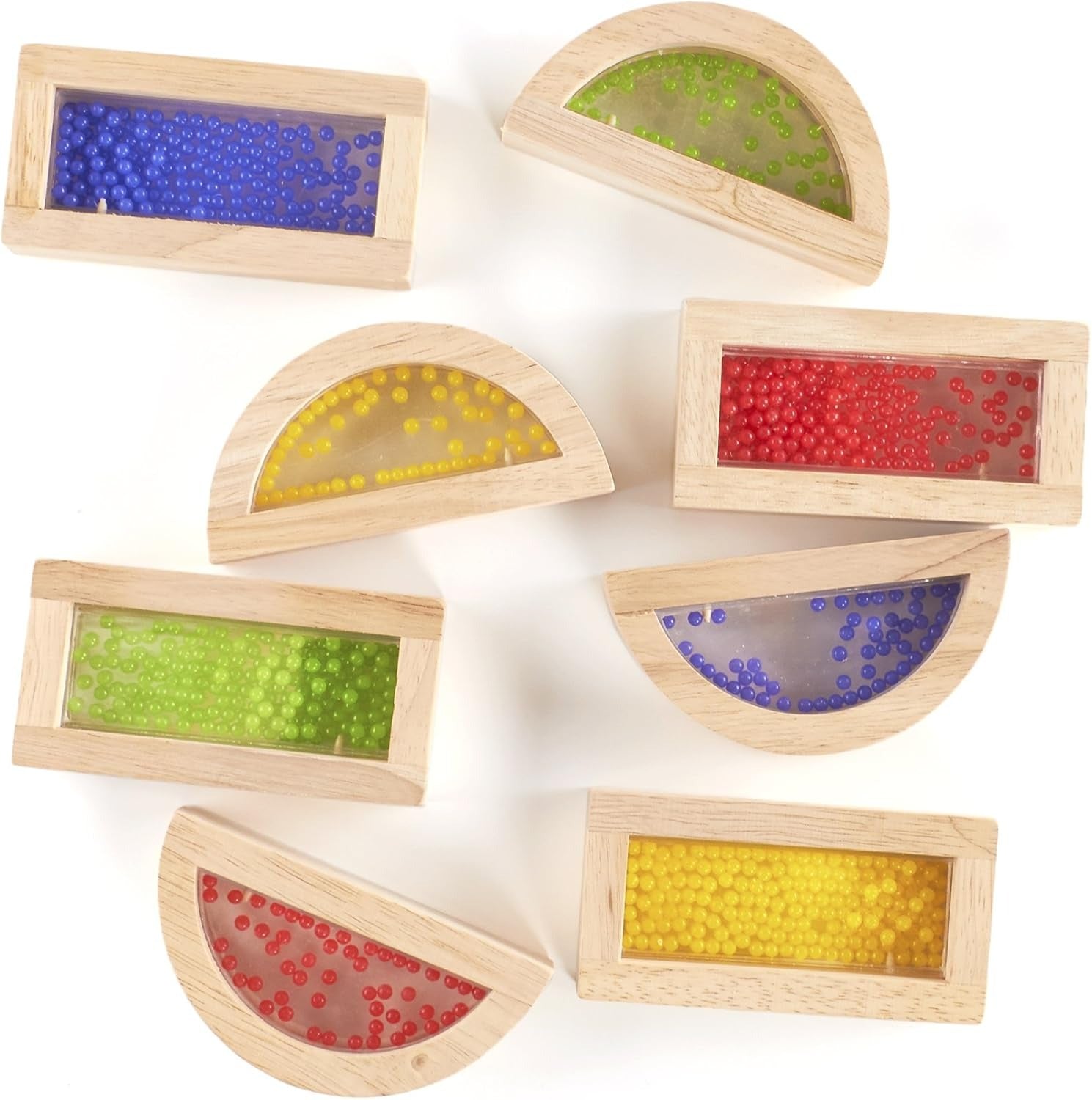 Sensory Blocks Beads 8 Pcs | Wooden Montessori Sensory Learning Toy for Kids