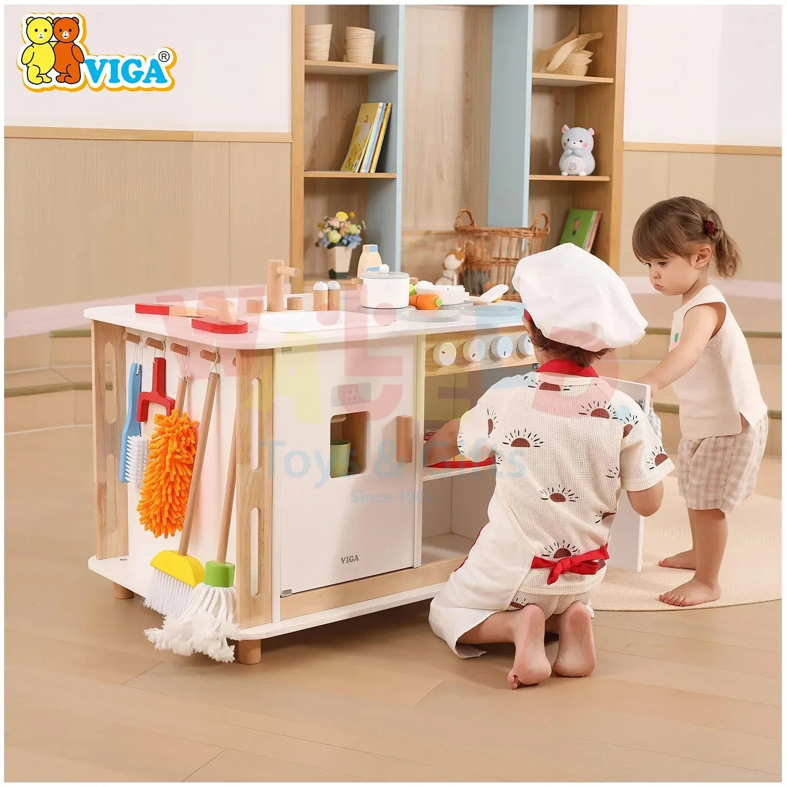 Life Skills Play Center Kids Wooden Activity Kitchen | Montessori Role Play Toy