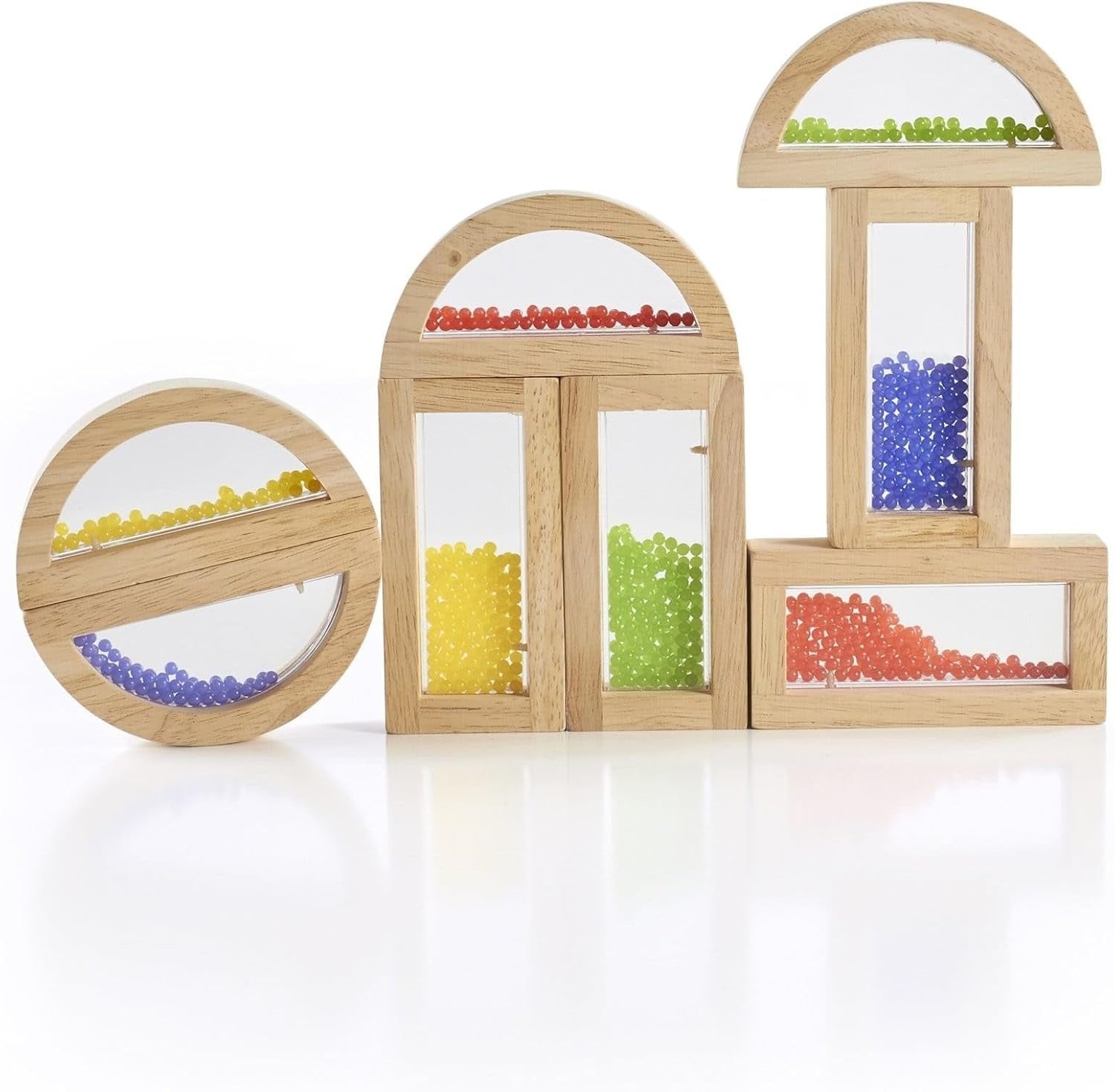 Sensory Blocks Beads 8 Pcs | Wooden Montessori Sensory Learning Toy for Kids