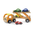 Wooden Car Carrier Truck Set Kids | Semi Trailer Toy with 4 Cars