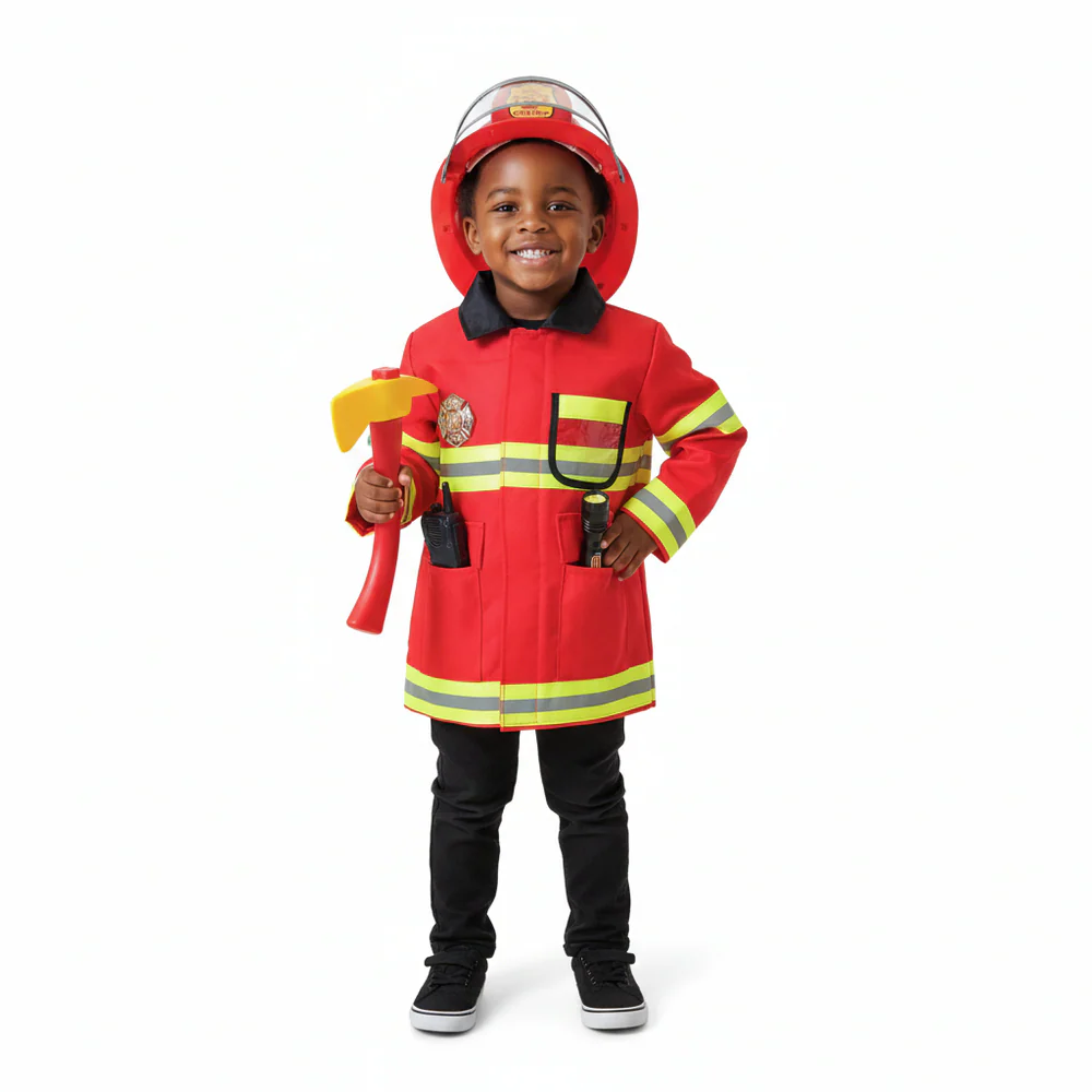 Firefighter Costume Set for Kids | Dress-Up Role Play Fireman Toy Kit