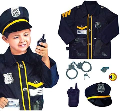 Police Officer Costume Set for Kids | Dress-Up Role Play Cop Uniform Kit