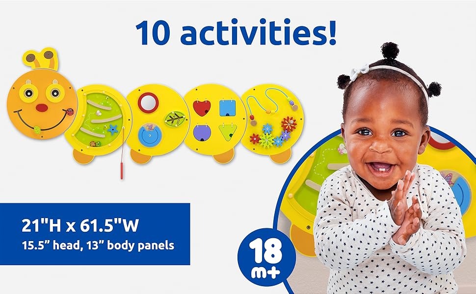 Junior Caterpillar Wall Activity Panel Kids | Montessori Sensory Busy Board Toy