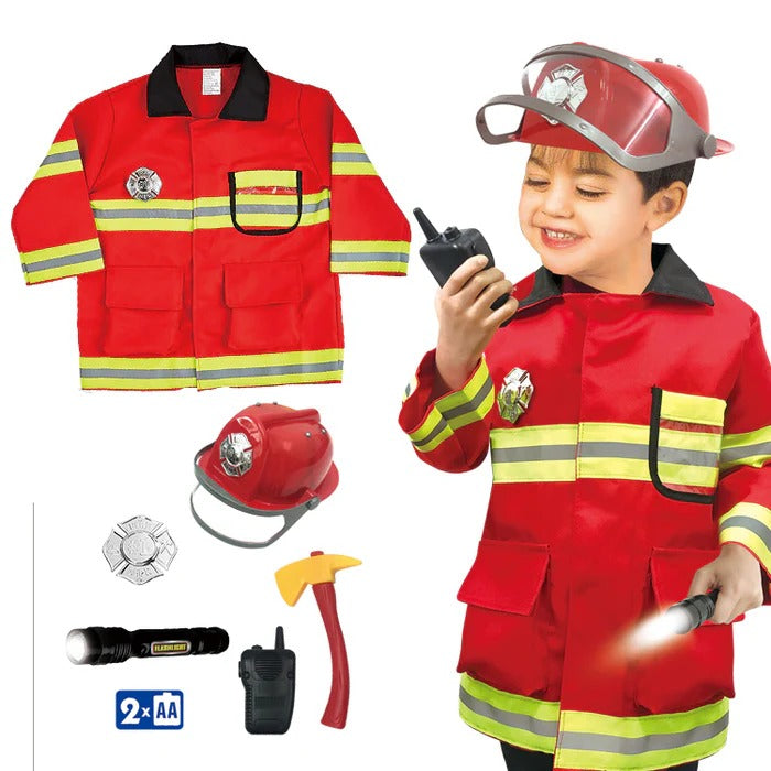 Firefighter Costume Set for Kids | Dress-Up Role Play Fireman Toy Kit