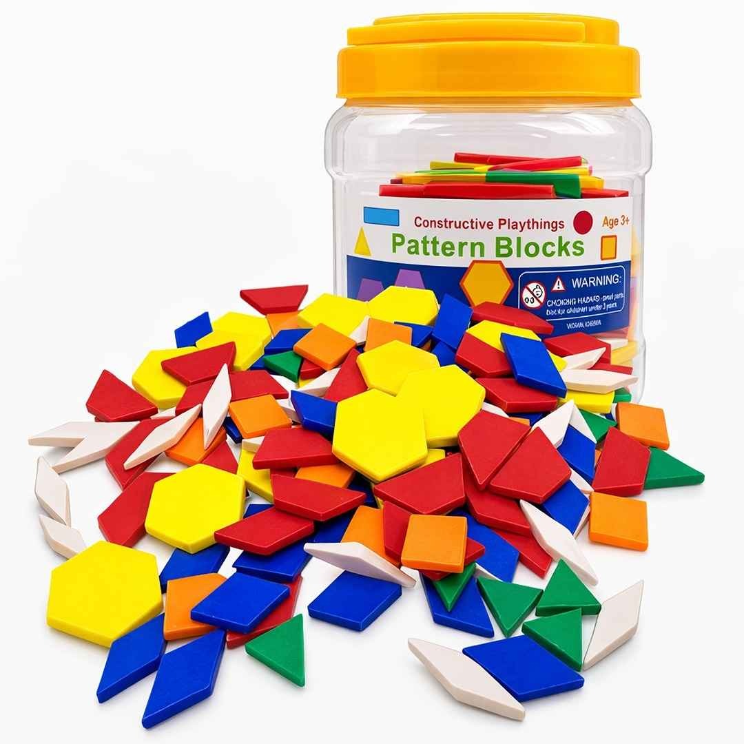 Pattern Solid Blocks 96 Pcs | Educational Geometry & STEM Building Toy for Kids