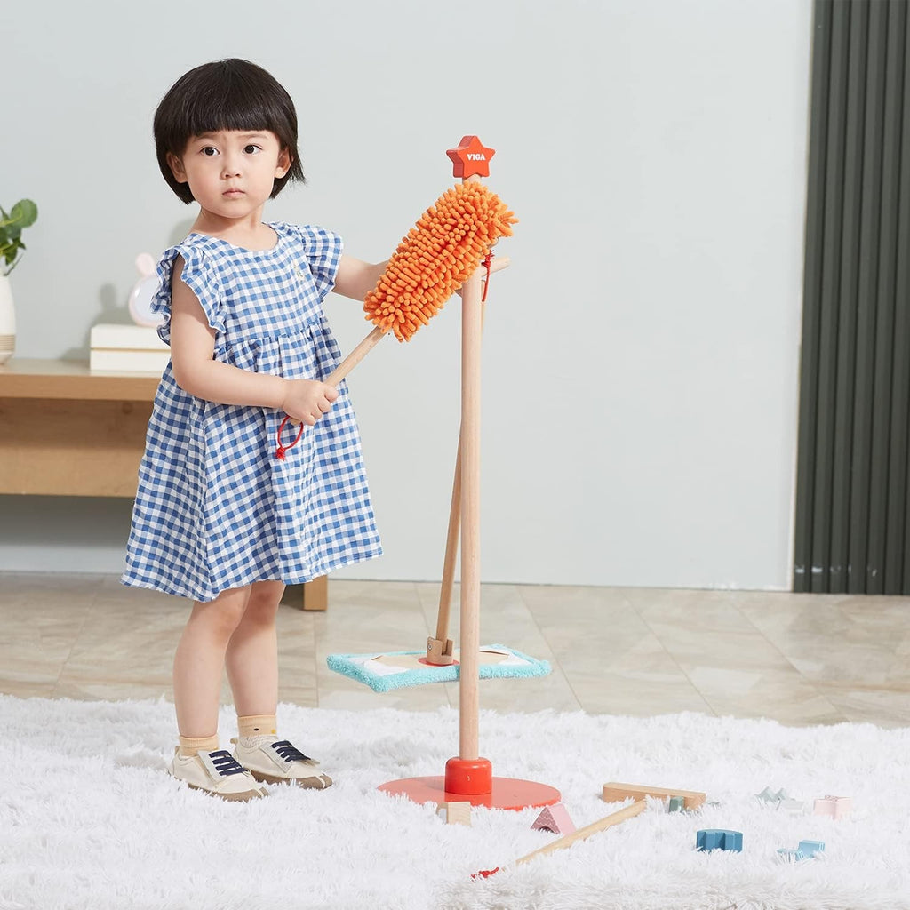 Wooden Cleaning Tool Set | Kids Pretend Play Housekeeping Toy Set