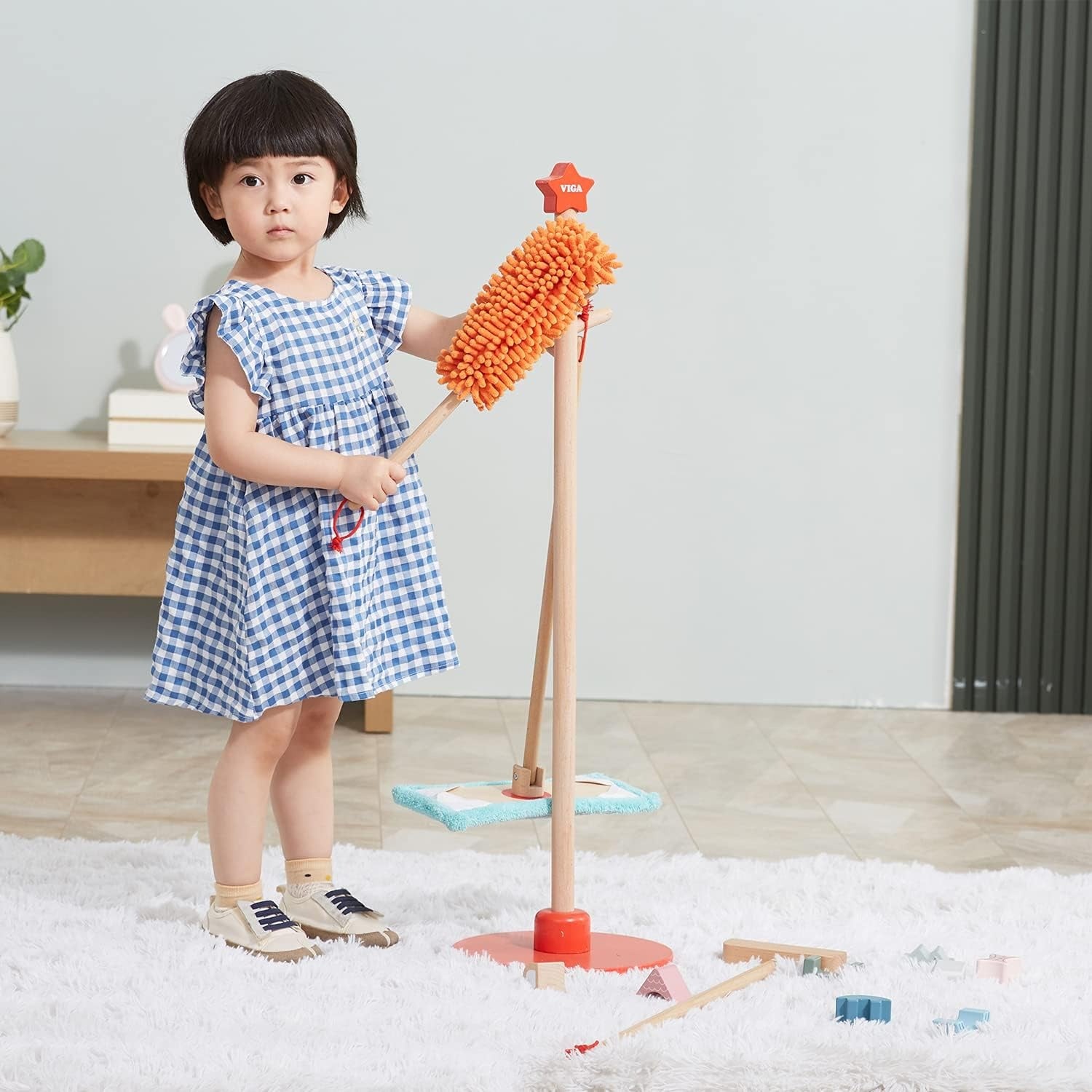 Wooden Cleaning Tool Set | Kids Pretend Play Housekeeping Toy Set