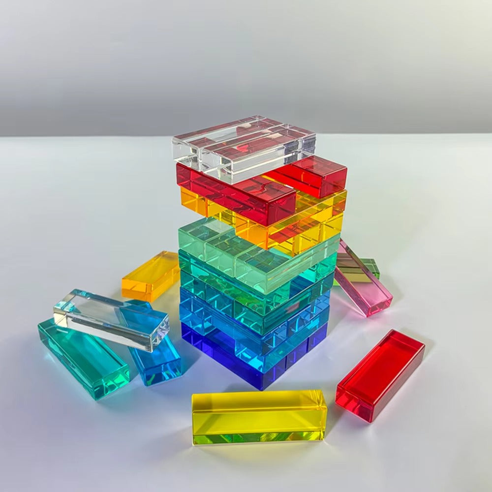 Acrylic Stacking Blocks 36 Pcs | Montessori Sensory Building Toy for Kids