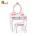 Wooden Dressing Table Set Pink | Princess Pretend Play Vanity Set for Kids