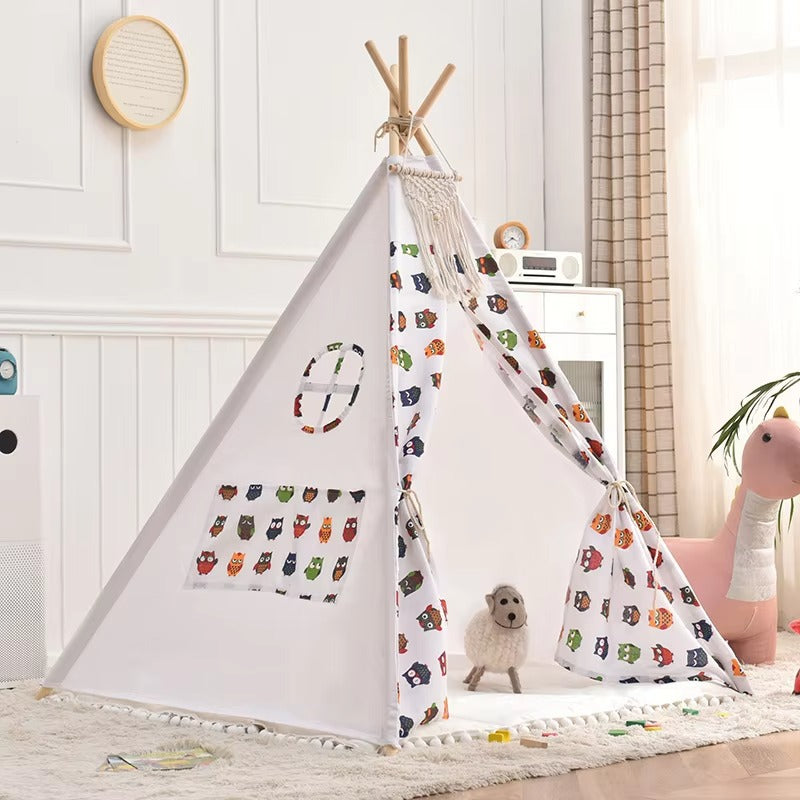 Kids Teepee Tent Indoor & Outdoor | Wooden Playhouse Tent for Kids