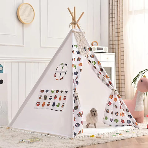Kids Teepee Tent Indoor & Outdoor | Wooden Playhouse Tent for Kids