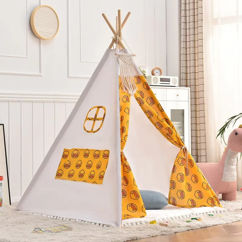 Kids Teepee Tent Indoor & Outdoor | Wooden Playhouse Tent for Kids