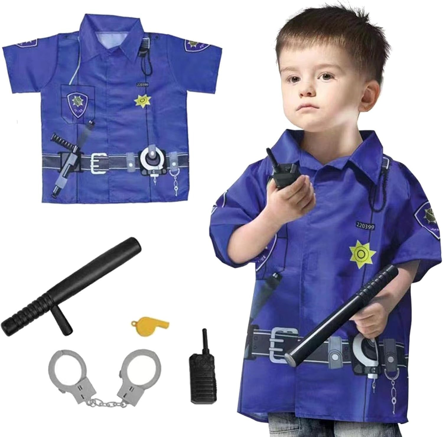 Police Costume Set for Kids 5 Pcs | Role Play Police Dress Up Uniform Toy