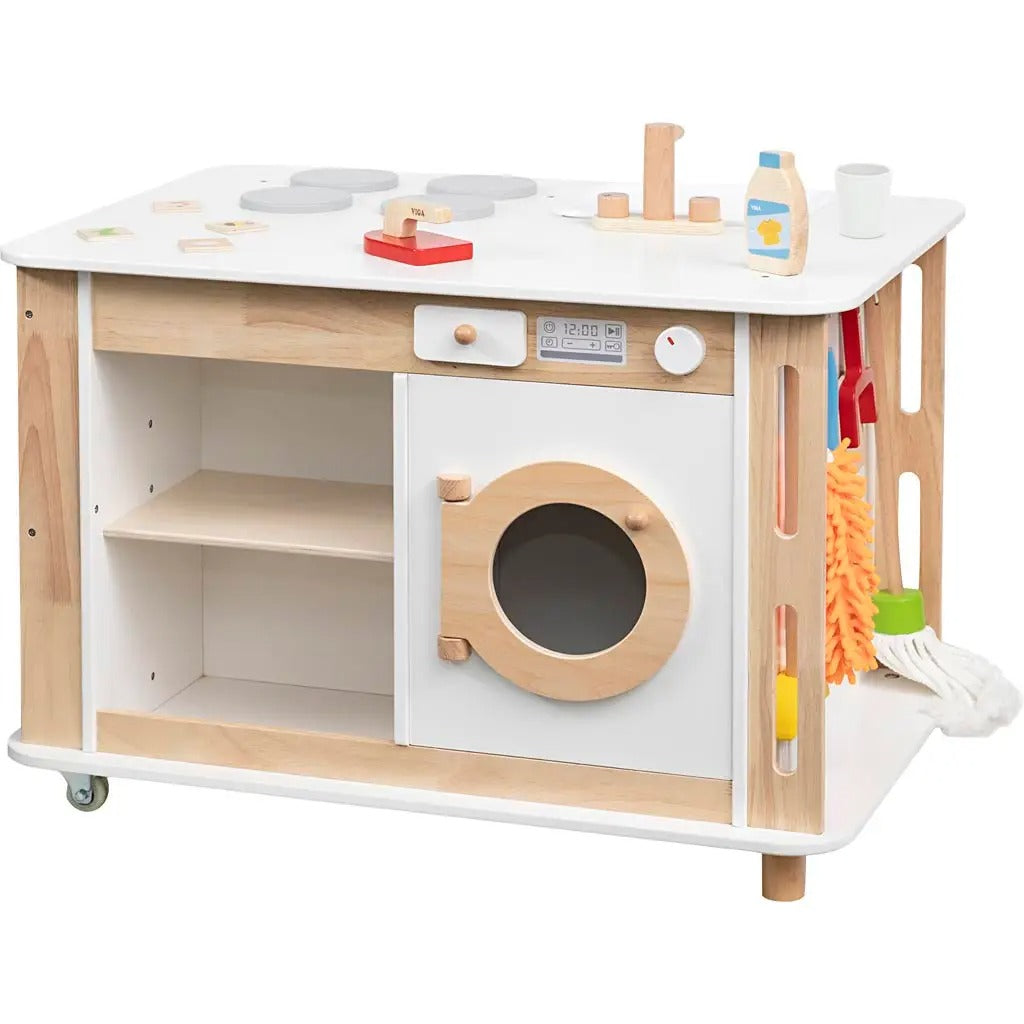 Life Skills Play Center Kids Wooden Activity Kitchen | Montessori Role Play Toy