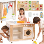 Life Skills Play Center Kids Wooden Activity Kitchen | Montessori Role Play Toy