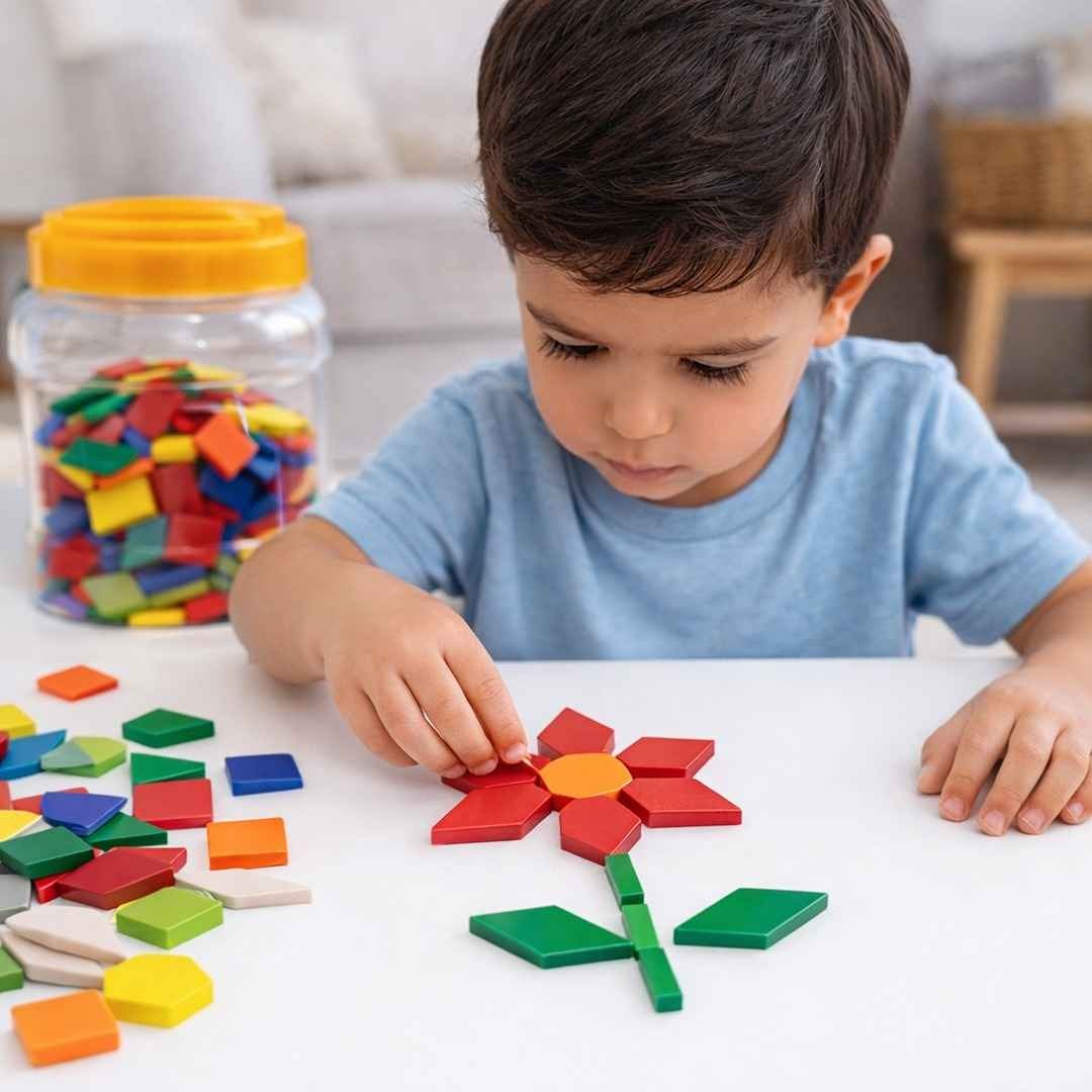 Pattern Solid Blocks 96 Pcs | Educational Geometry & STEM Building Toy for Kids