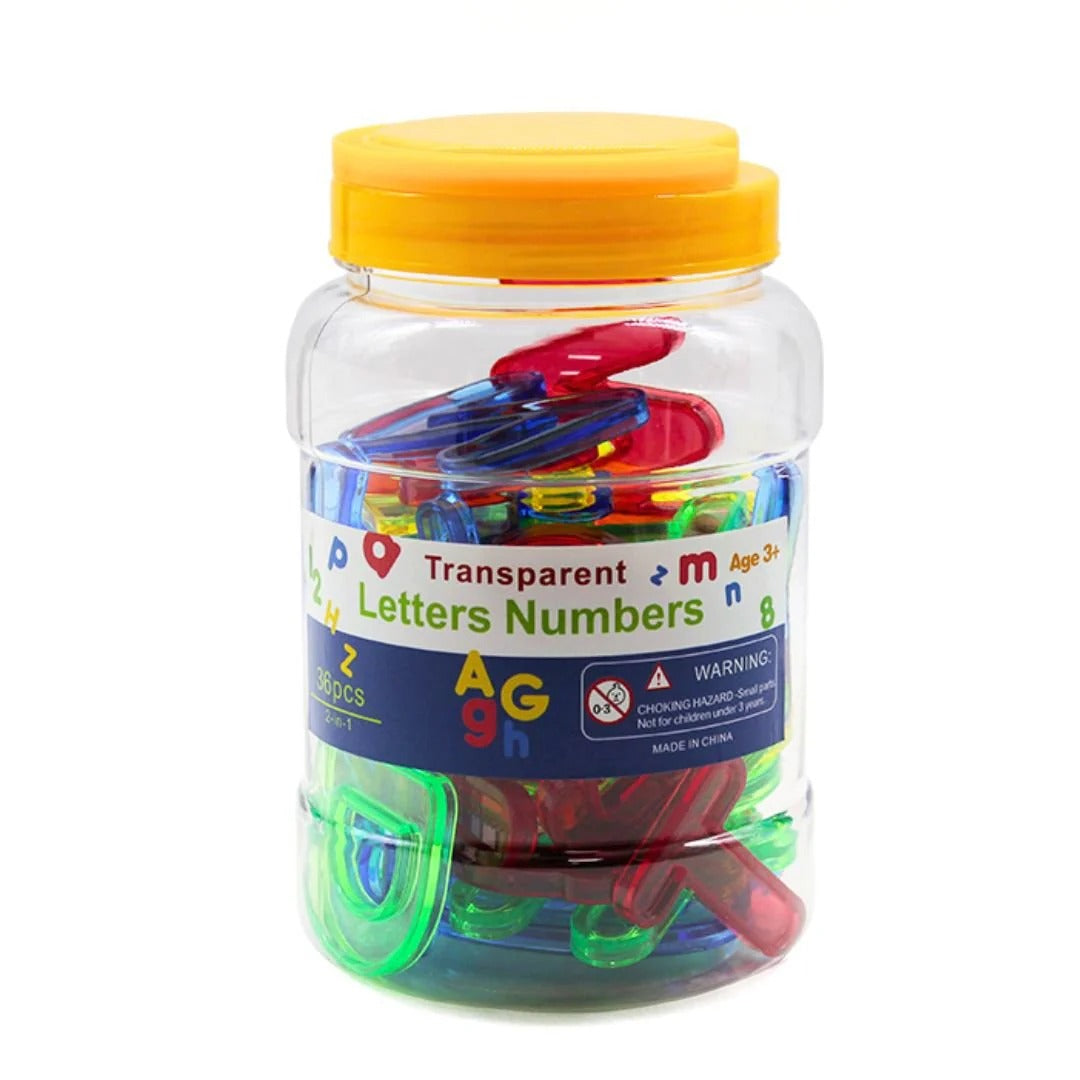 Transparent Alphabet & Numbers 36 Pcs | Kids Learning Letters & Counting Toy
