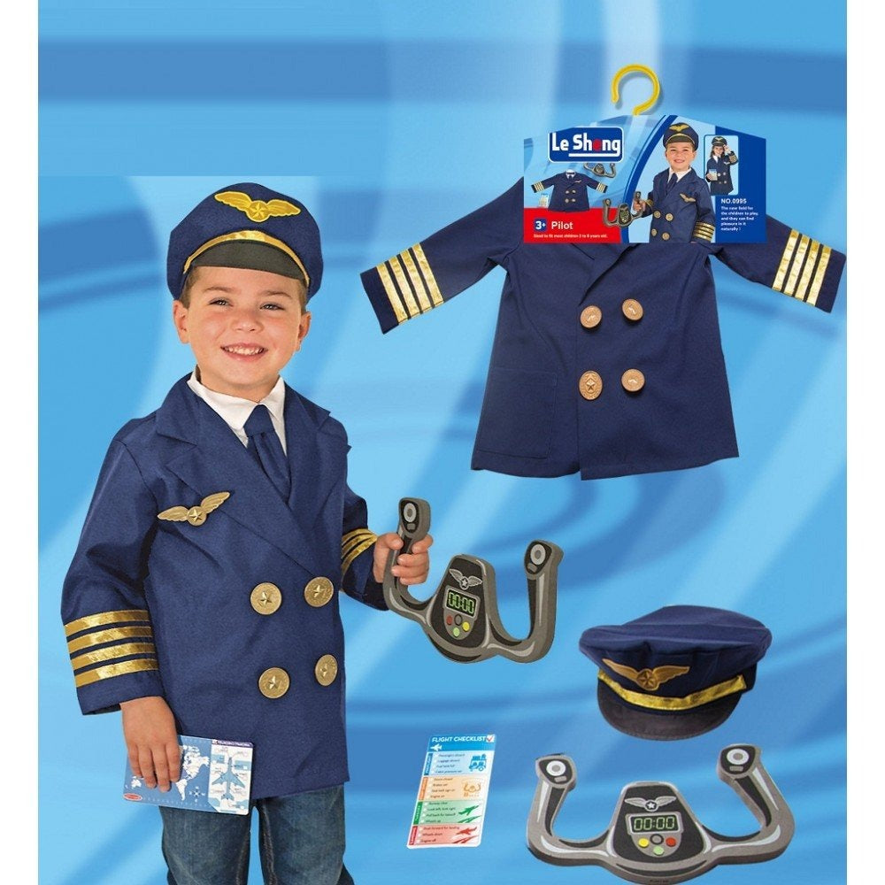 Pilot Costume for Kids | Airline Captain Role Play Dress-Up Set