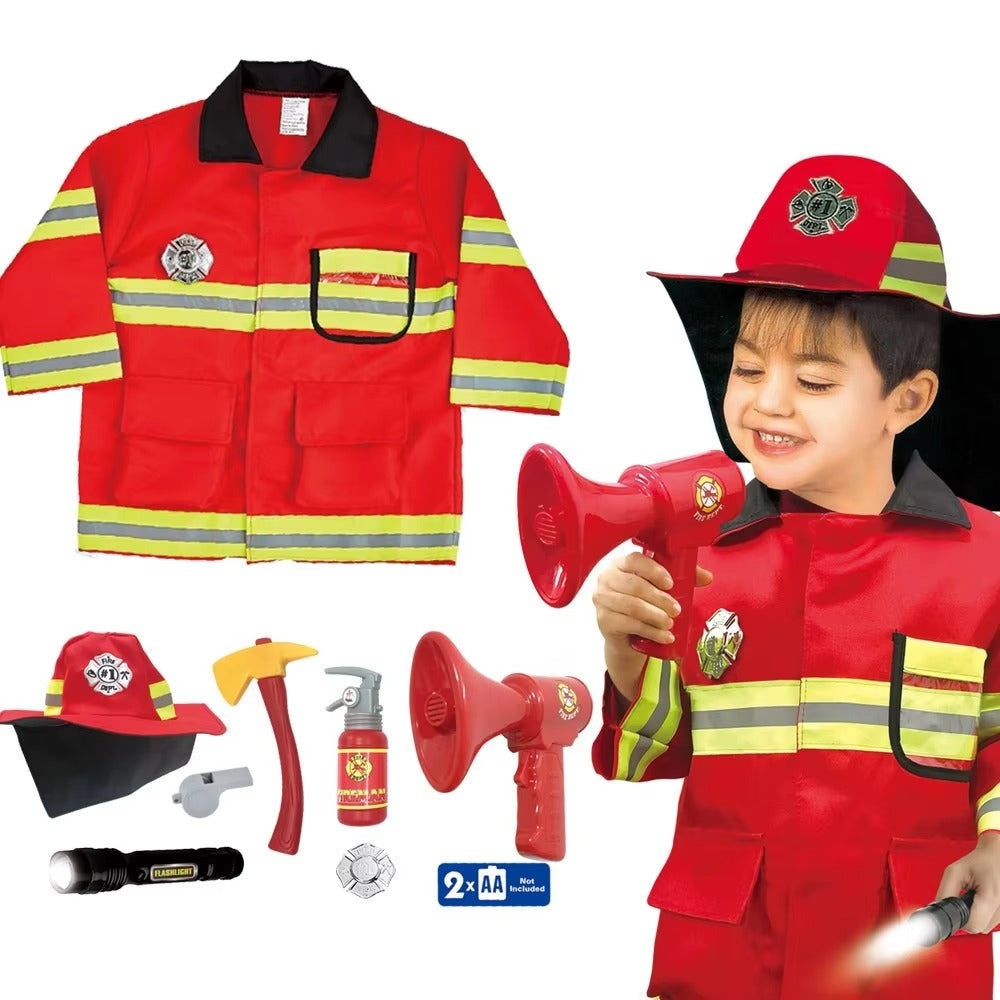 Firefighter Costume Set for Kids | Fireman Role Play Dress-Up Toy Kit