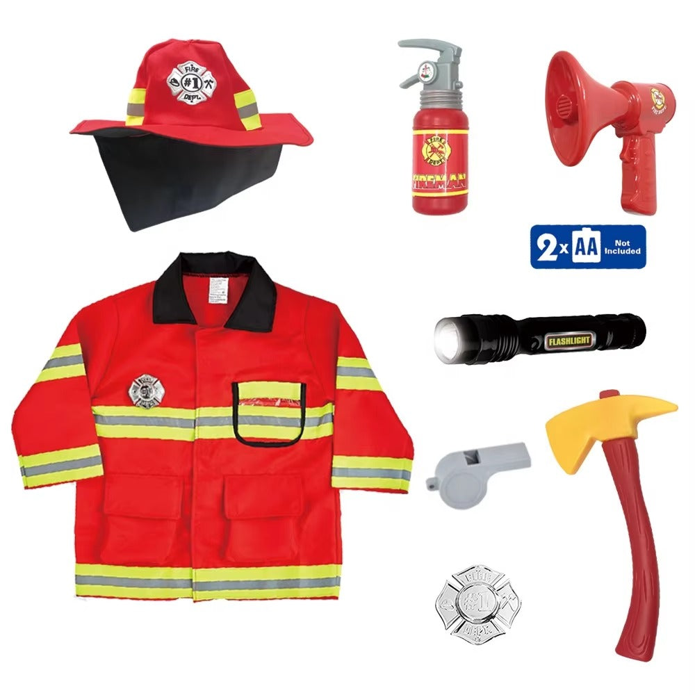 Firefighter Costume Set for Kids | Fireman Role Play Dress-Up Toy Kit
