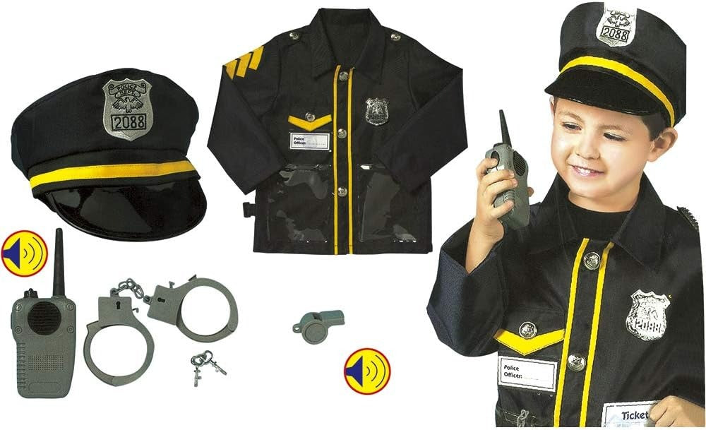 Police Officer Costume Set for Kids | Dress-Up Role Play Cop Uniform Kit