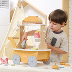 Mini Burger Shop Wooden Toy Set | Kids Pretend Play Food Cart Role Play