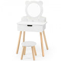 Wooden Kids Dressing Table Set with Stool | Pretend Play Vanity Table