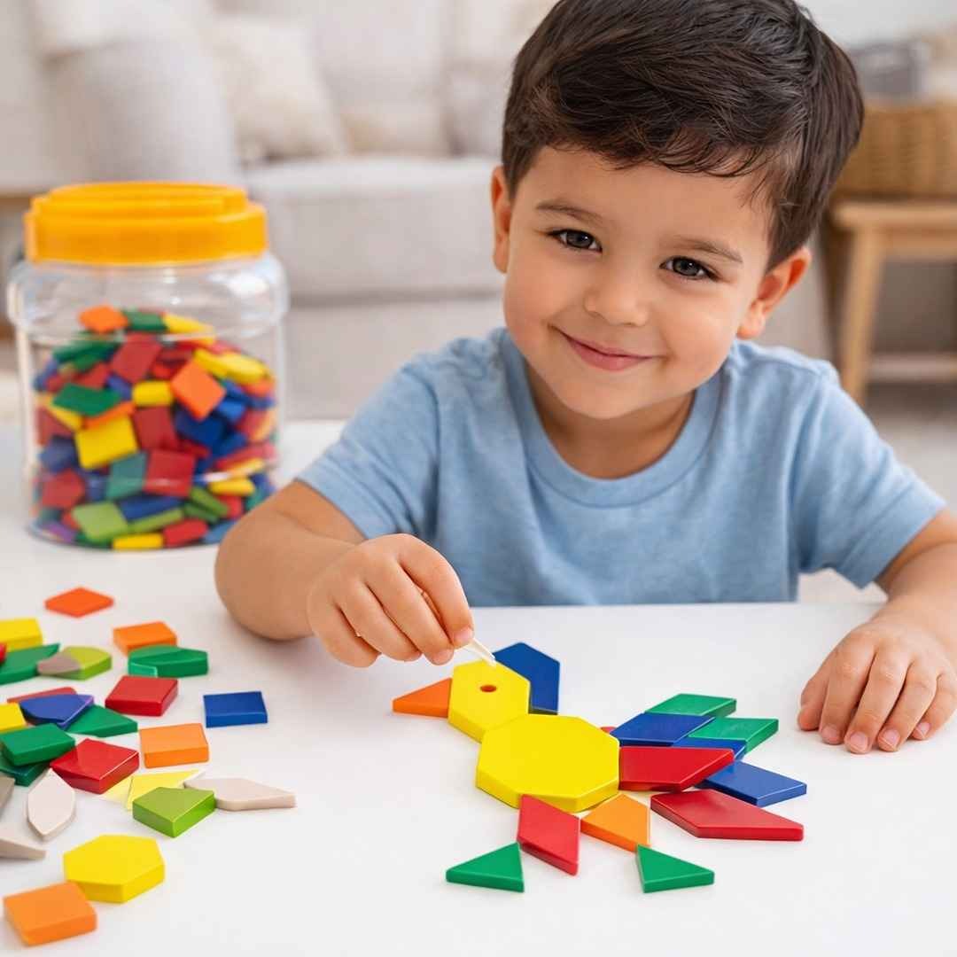 Pattern Solid Blocks 96 Pcs | Educational Geometry & STEM Building Toy for Kids