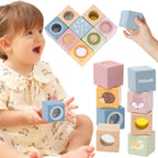 Sensory Blocks 8 Pcs Wooden Baby Toy Set | Montessori Sensory Learning Blocks