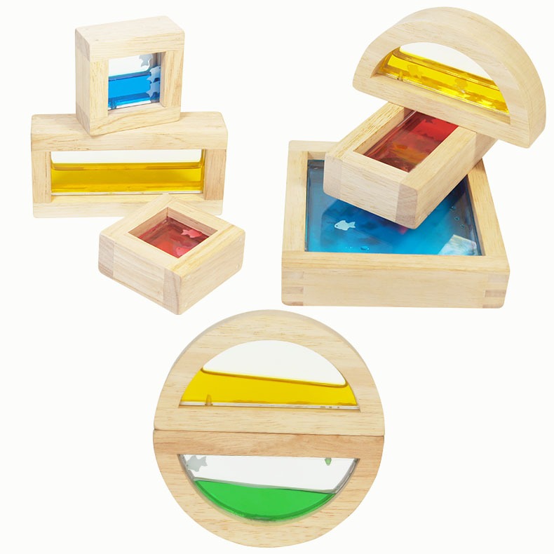 Sensory Liquid Blocks 8 Pcs | Wooden Montessori Sensory Toy for Kids