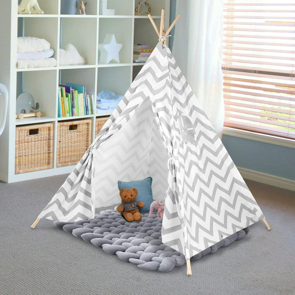 Kids Teepee Tent Indoor & Outdoor | Wooden Playhouse Tent for Kids