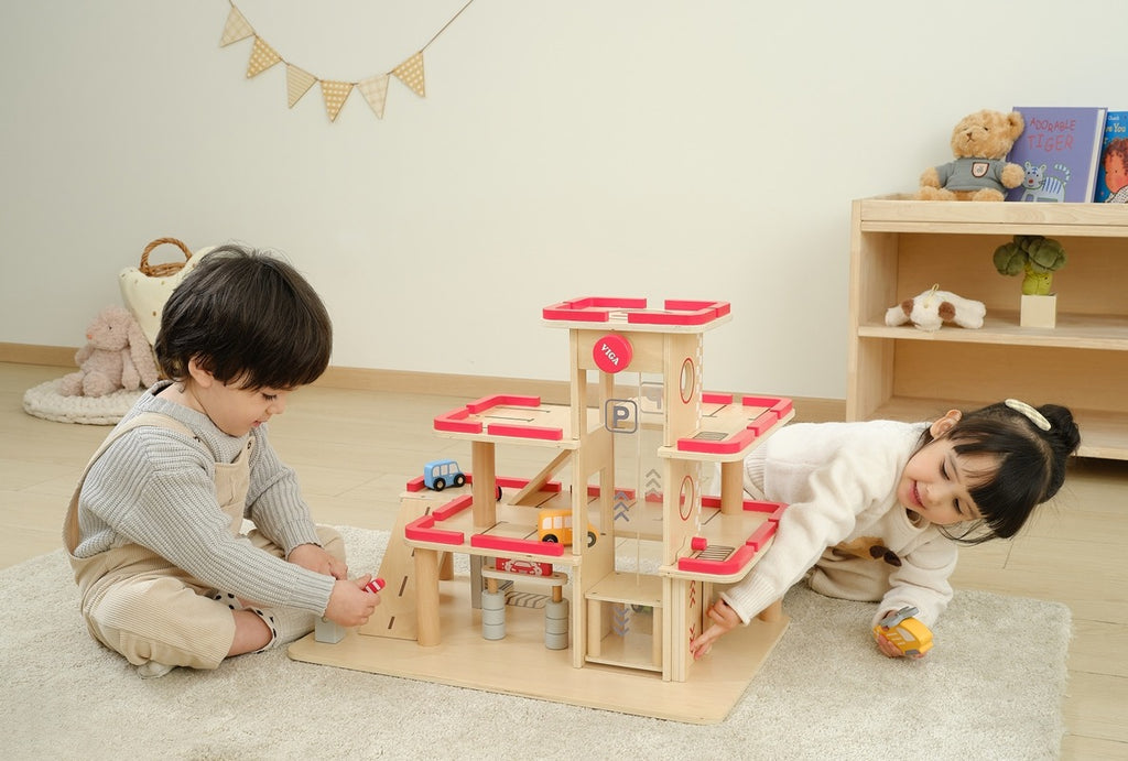 Parking Garage Toy Set Kids | Multi-Level Car & Helicopter Play Garage Station