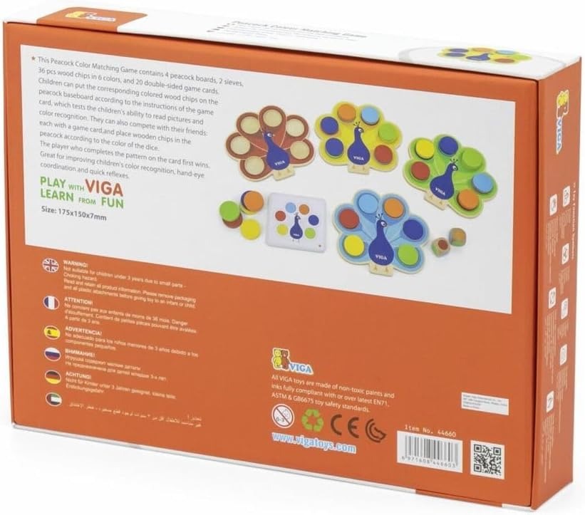 Peacock Colour Matching Game Kids | Montessori Color Sorting & Learning Toy