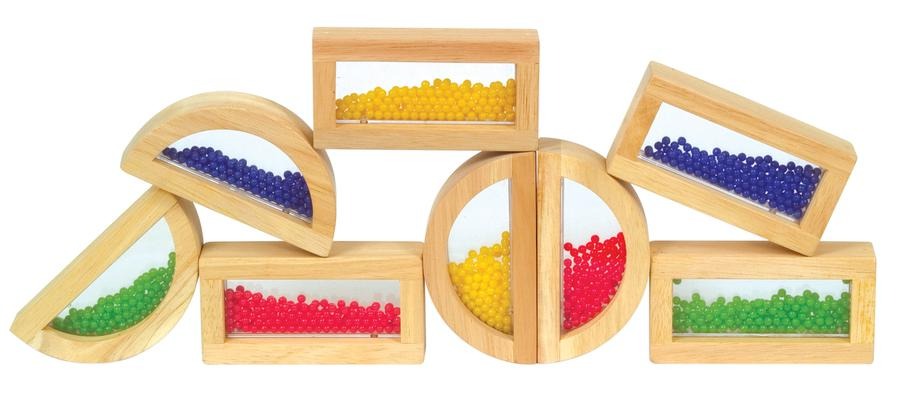 Sensory Blocks Beads 8 Pcs | Wooden Montessori Sensory Learning Toy for Kids