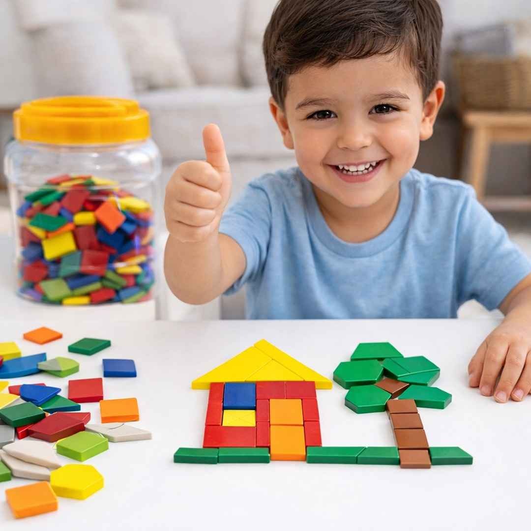 Pattern Solid Blocks 96 Pcs | Educational Geometry & STEM Building Toy for Kids